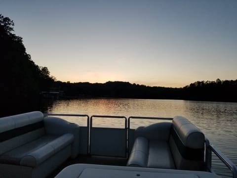 Boating in the cove at dusk