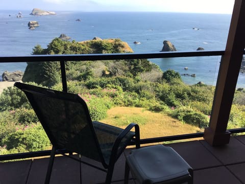 Relaxing on the large deck