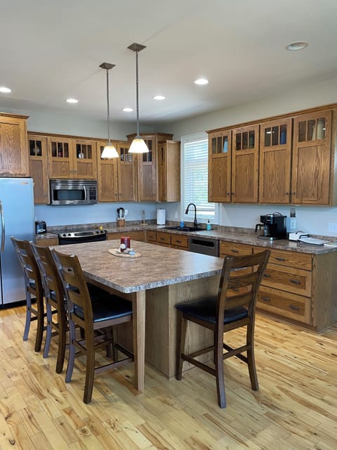 Roomy kitchen island with plenty of storage.