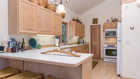 Upstairs gourmet kitchen.
