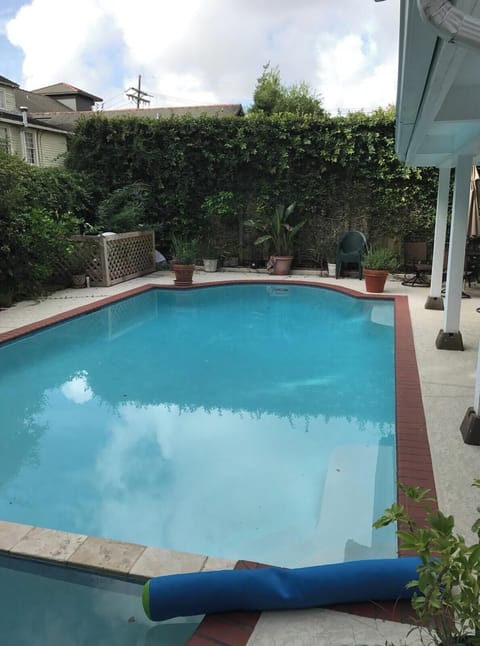 Outdoor salt water pool in back yard. Pool is not heated.