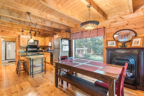 The large farmhouse dining table has room for everyone for meals or game time!