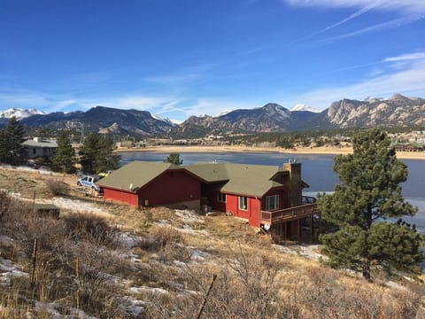 Normal day in Estes (blue cabin in background is #2, also available on VRBO)