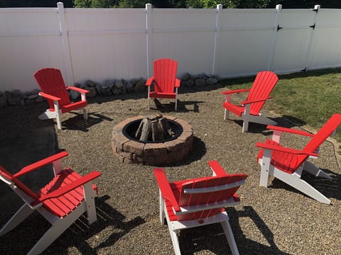 The fire pit is perfect for late night gatherings!