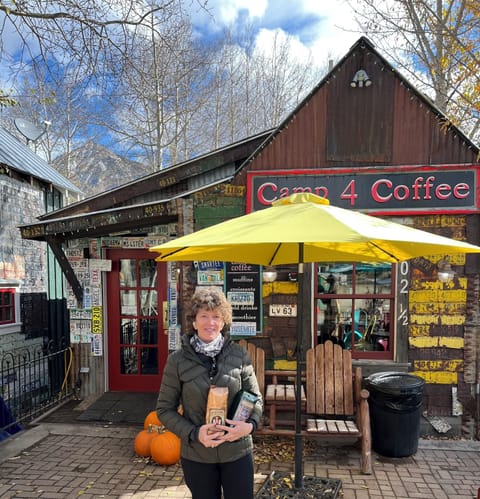 Your host, Leslie, at her favorite town coffee shop