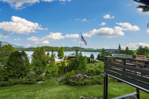 Another view off our deck, note the Moose Lodge Boathouse under the flag!