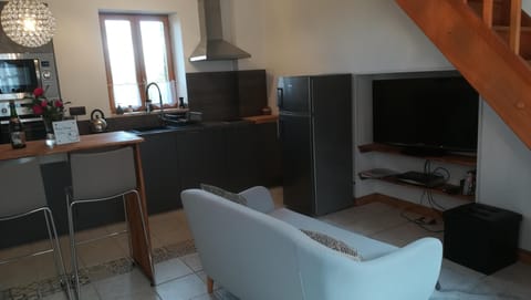 Open plan living room and kitchen