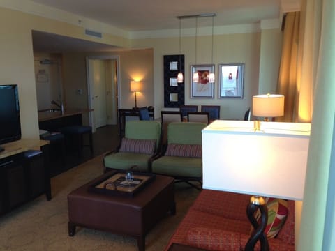 Living room with comfortable sleeper sofa and side chairs