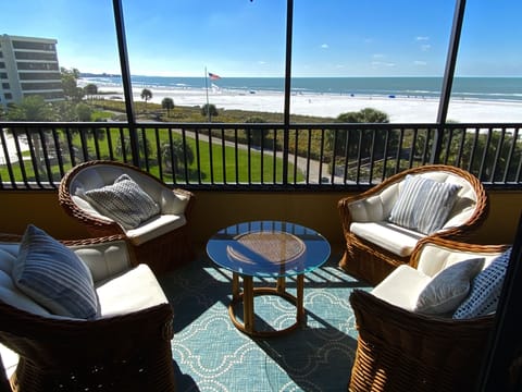 Club chair gathering area facing paradise!