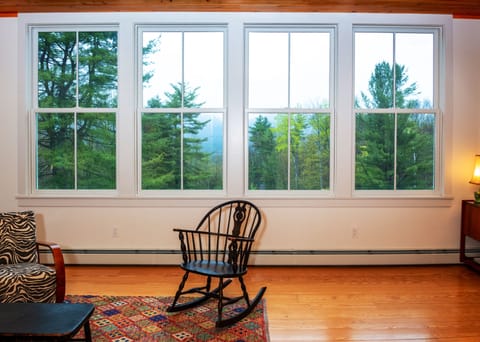 Rainy views from the living room (Overlook Mountain behind the clouds).