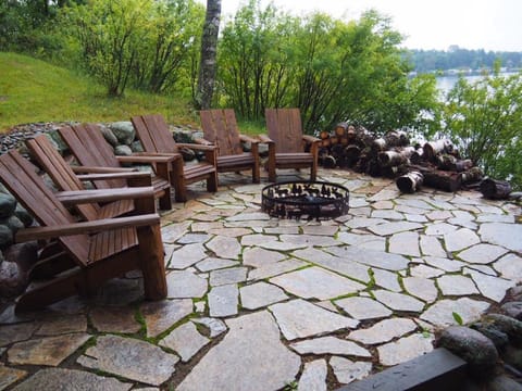 Fire pit, chairs and plenty of wood. Kids love it.