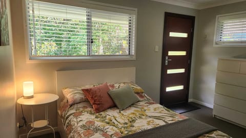 Comfortable double bed, with bedside table