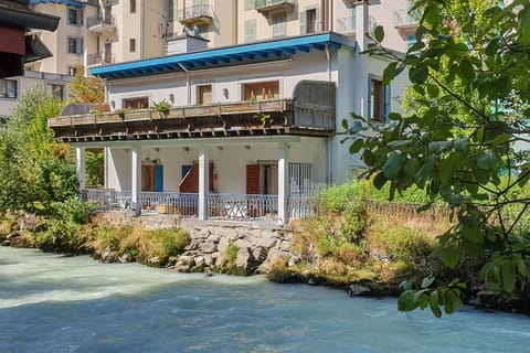 The small building sits on the Arve river, behind the Chamonix high street.
