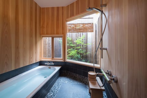 Bathroom facing a private garden