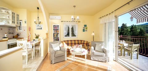 airy living room and dining area