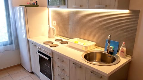 Kitchen with all appliances and kitchenware 