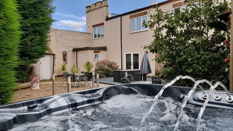 View of the courtyard from the hot tub