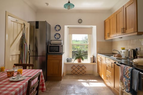 The kitchen and the view out into the garden