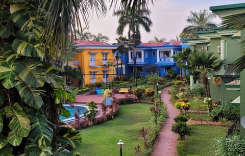 Apartment complex with a wonderful pool and garden.