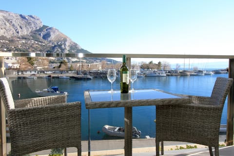 Balcony with table and chairs