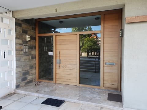 Front entrance to Apartment Block