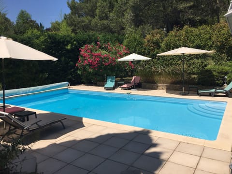 pool at the side of the villa