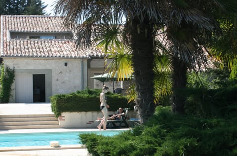 Pool area in front of gites