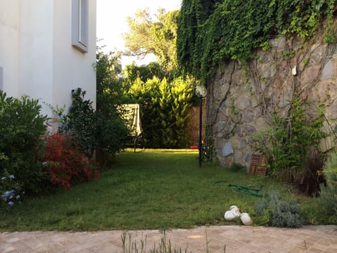 back garden with swing