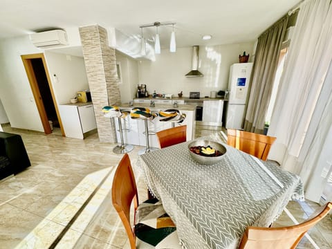 dining table and kitchen