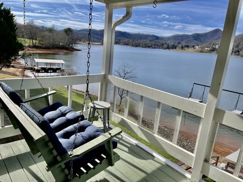 The covered porch offers many views of Lake Chatuge and surrounding mountains.