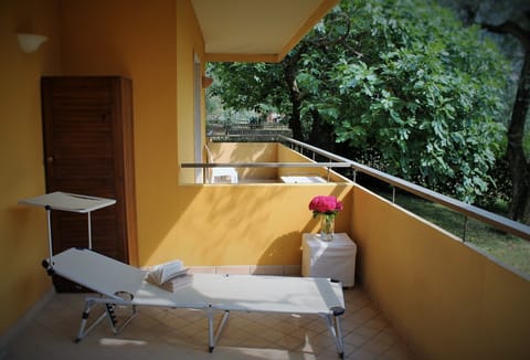 The relaxing sun bed in the master bedroom private terrace.