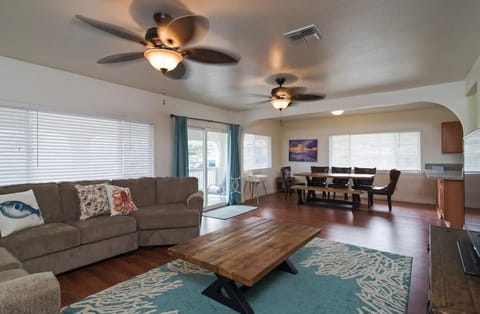 Main spacious room when you enter the home after coming upstairs.