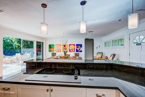 Beautiful updated kitchen is open to the large dining area.