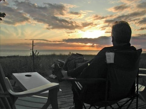 A view from the deck at sunset.