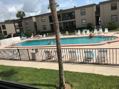 View of pool from bedrooms.