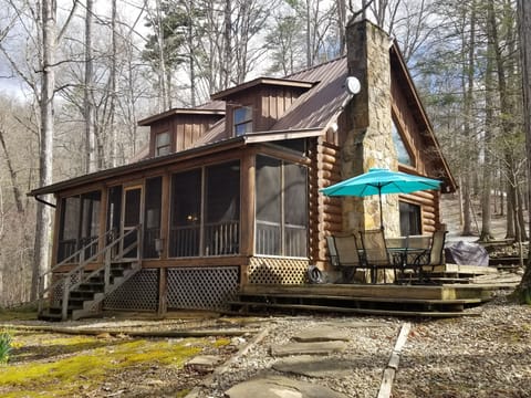 Front of cabin facing lake