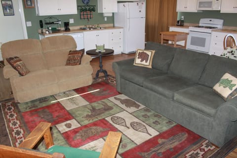 Living area with queen sleeper sofa in the greatroom.
