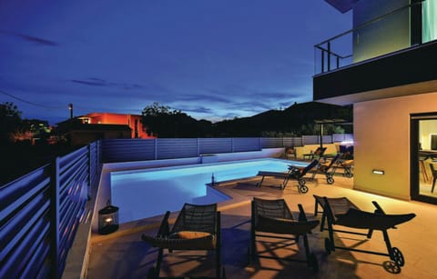 Swimming pool area at night
