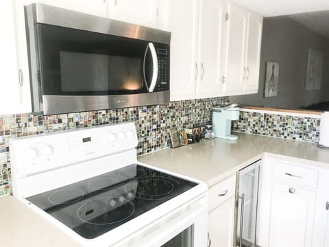 Enjoy our well stocked kitchen. You'll find all the small appliances you need.