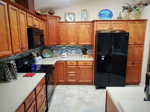 looking at kitchen from dining area