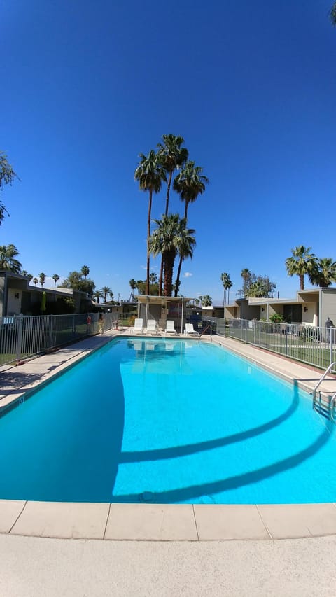 View of pool, condo is on the left, and less than 20 feet from the pool.