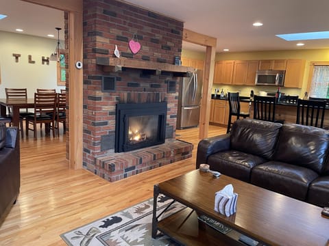 A gas fireplace is great way to warm up on cool nights.