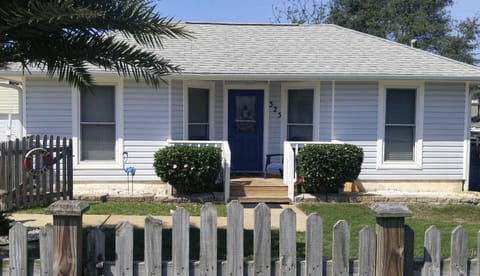 Front of Home - Mingo, The Blue Flamingo mascot,  greets our guests upon arrival