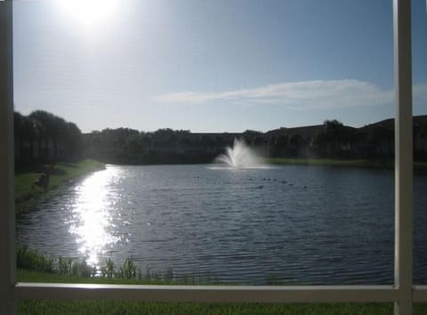 Wonderful view of lake and fountain from the lanai