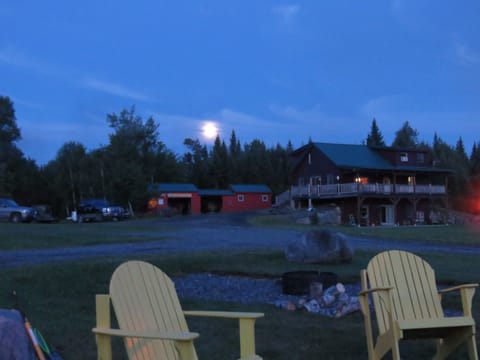 View of the main lodge from fire pit area.