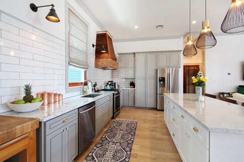 Kitchen with island seating.