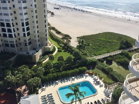 The beautiful pool and beach view from our condo.

