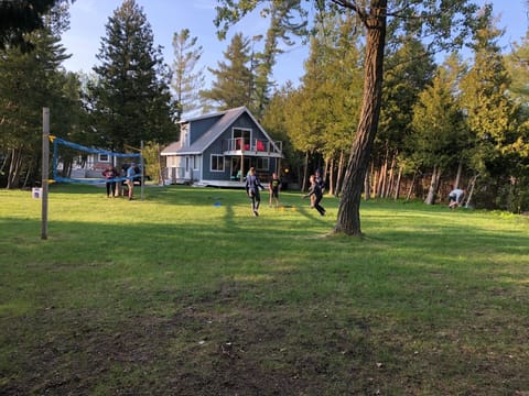 The shared common area is large and grassy.