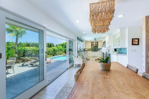 The view of the pool from the dining area.