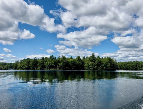 Birch Island is surrounded by the waters of Thompson Lake. 